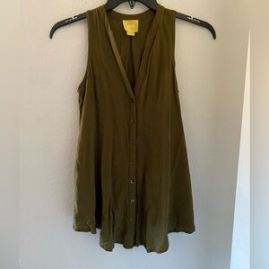 ANTHROPOLOGIE MAEVE Olive Green Button Down Sleeveless Shirt Top Blouse Size 2